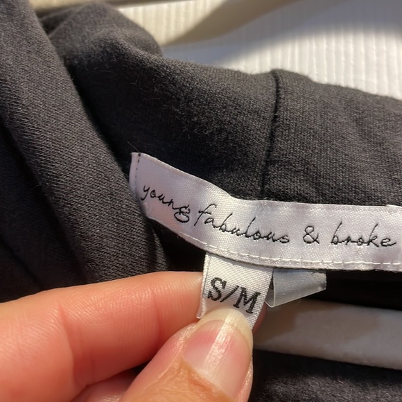 Nwot! Young Fabulous & Broke Charcoal Dolman Snap Sleeve Cocoon Hoodie S/M - Picture 2 of 8